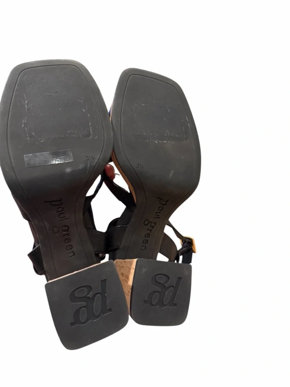 Black Cork Block Heel Sandals‎ with Ankle Strap